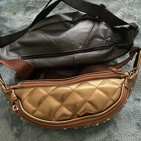 Embellished Black and Quilted Bronze Fanny/Waist Packs - Picture 3 of 6